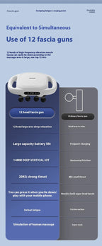 High-Frequency Vibration Full-Bbody Massage Gun Back, Waist, Neck and Shoulder Massager muscle Massager 12/16-Head fascia Gun