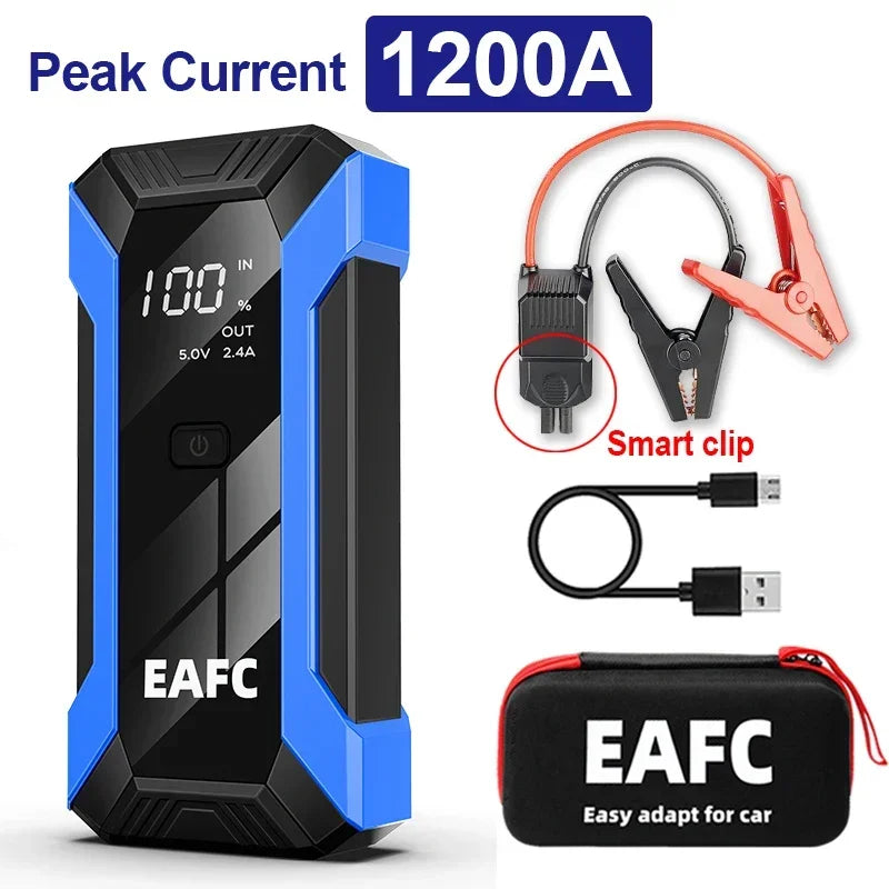 2000A/1200A Car Jump Starter Power Bank Starting Device Portable Car Battery Emergency Booster for 12V Vehicles Small Trucks