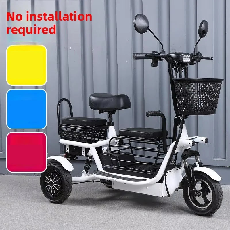 800W48V 70km folding electric tricycle small leisure vehicle for adults to ride three people portable battery car for home use