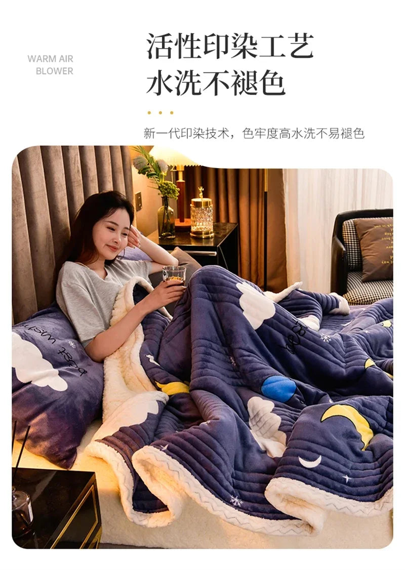 Soft Fluffy Warm Winter Blanket Thicken Lamb's Wool Autumn Warmth Blankets for Bed Milk Velvet Comfortable Sofa Blanket Throw