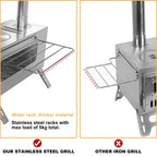 Portable Camping Wood Burning Stove Stainless Steel Tent Stove with 7 Chimney Pipes for Outdoor Camping, Heating