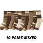 5 /10 Pairs Lot Socks for Women Ruffle Middle Tube Ankle Short Breathable Black White Set Spring Autumn