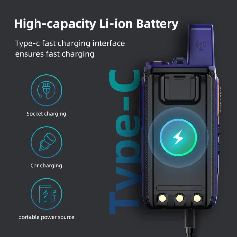 Android 8.0 Long Range Communication Radio Zello Walkie Talkie 4G Bluetooth 5000Km Wifi Wireless Devices Portable Two-Way Radio