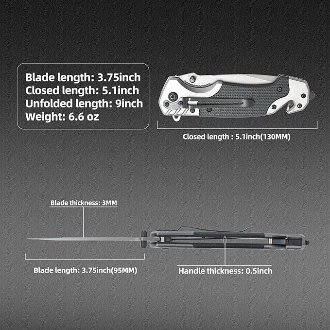 Folding knife with clip, EDC small knife with webbed opening and padded lock, outdoor survival camping hunting fishing knife