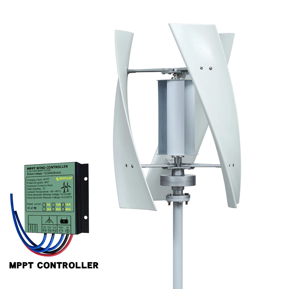 2000W Vertical Axis Wind Turbine 48V Alternative Energy Generator 220V AC Output Household Complete Set With Battery System10KWh