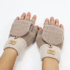 Fashion women fingerless winter gloves with finger protect cover solid unsex men women student warm gloves