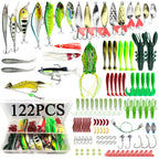 78/122/284pcs Fishing Lures Kit for Topwater Bait Rigs Tackle Kit for Bass Trout Salmon Fishing Accessories
