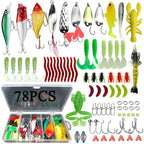 78/122/284pcs Fishing Lures Kit for Topwater Bait Rigs Tackle Kit for Bass Trout Salmon Fishing Accessories