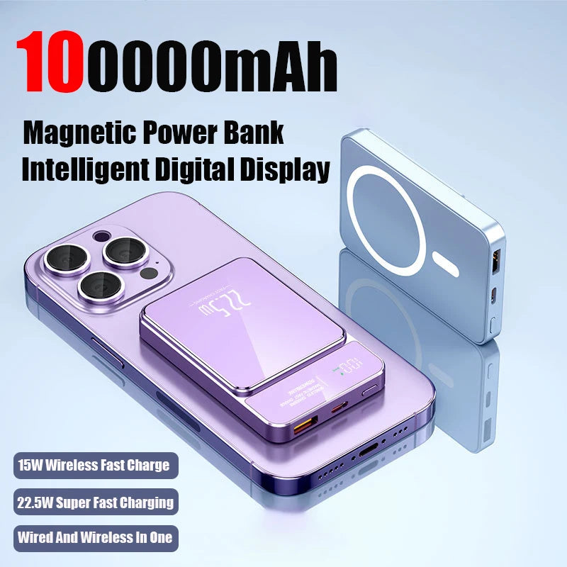 100000mAh Xiaomi Portable Magnetic Wireless Charging Mobile Power Support 22.5W Two-Way Fast Charging