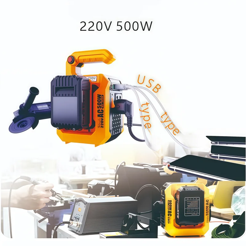 Pure Sine Wave Inverter DC To AC 220V Voltage Converter 500W Power Solar Car Inverters For Dewalt/Milwaukee/Makita 18V battery