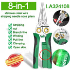 LAOA Electrician's pliers, multi-function wire stripper, 8-in-1 stainless steel needle-nose pliers with electrical measurement