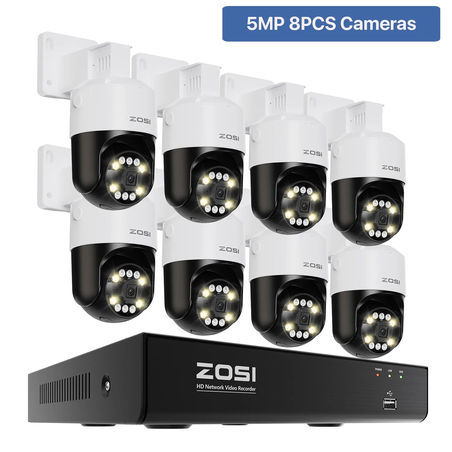 ZOSI 8MP PTZ PoE CCTV Security Camera System AI Face Person Vehicle Detect 4K 8CH Expand 16CH NVR Video Surveillance IP Cam