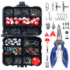 263pcs Outdoor Fishing Accessories Set With Tackle Box Including Plier Jig Hooks Sinker Weight Swivels Snaps Sinker Slides Kit
