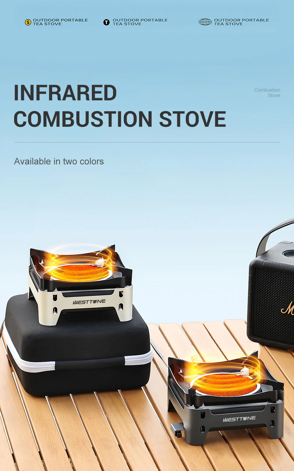 WESTTUNE Outdoor Infrared Combustion Stove Portable Cooking Burner 3600W Gas Stove with Electronic Ignition for Camping Picnic