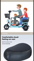 800W48V 70km folding electric tricycle small leisure vehicle for adults to ride three people portable battery car for home use