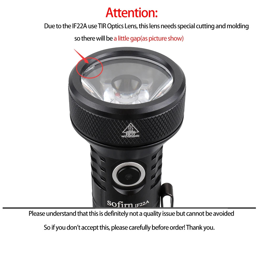 Sofirn IF22A 2100lm Flashlight 21700 Powerful Light SFT40 LED 629M Long Range USB C Rechargeable Charging  Throw Torch