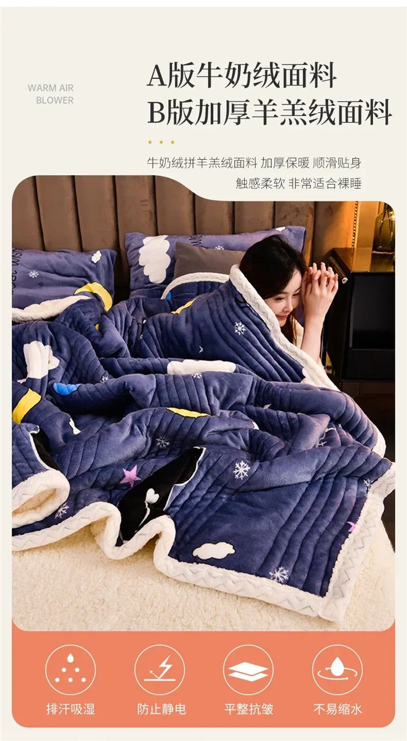 Soft Fluffy Warm Winter Blanket Thicken Lamb's Wool Autumn Warmth Blankets for Bed Milk Velvet Comfortable Sofa Blanket Throw