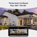 6K 15MP 4G SIM Solar Camera Outdoor 3 Lens 3 Screen Surveillance CCTV PTZ Human Detect Auto Tracking Solar Security Camera V380