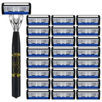 Classic men's shaver, non slip handle, stainless steel blade, economical and practical, 6-layer manual shaver blade