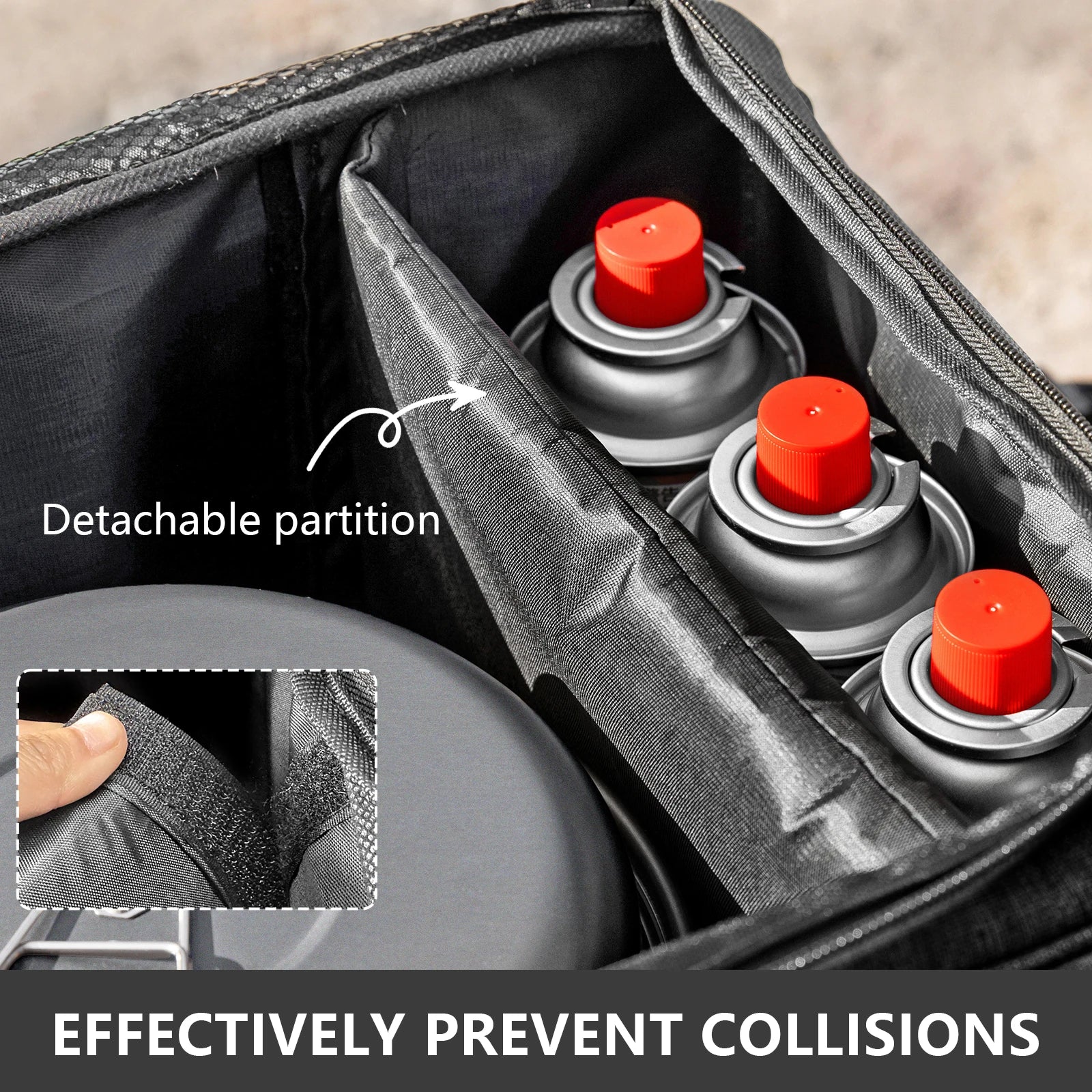 BISINNA Outdoor Camping Bag 26L Folding Gas Tank Storage Bag Picnic Cookwre Container Camp Supplies Adjustable Partition