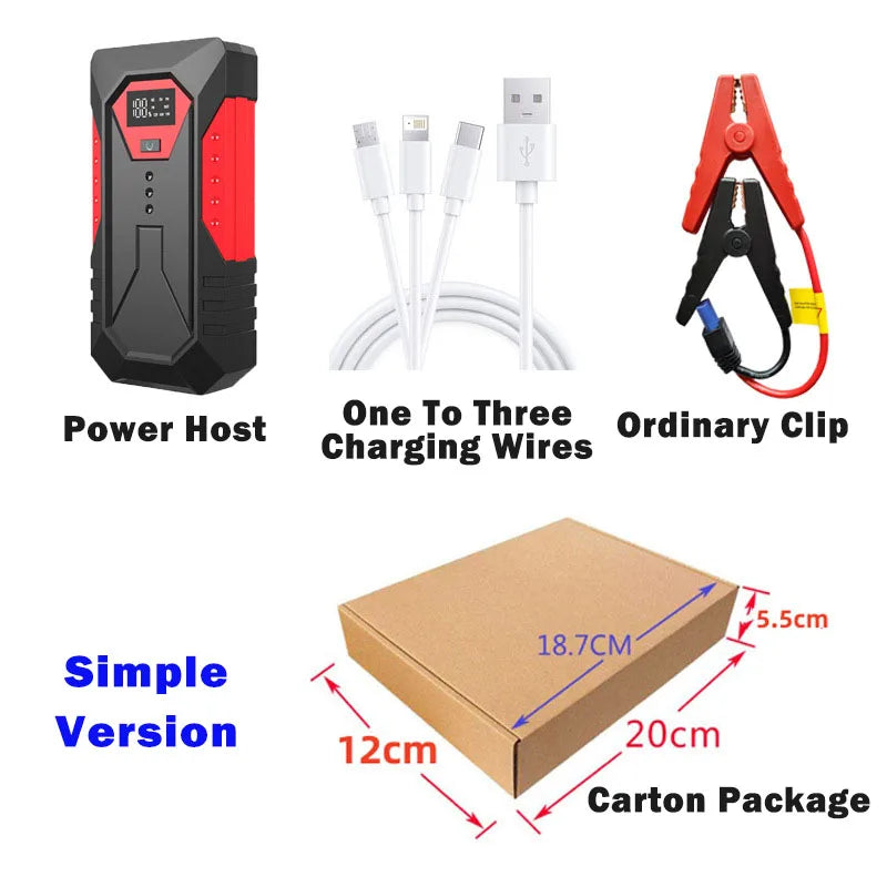 Portable Car Jump Starter Power Bank Car Booster Charger 12V Starting Device Petrol Diesel Car Emergency Booster 18800mAh