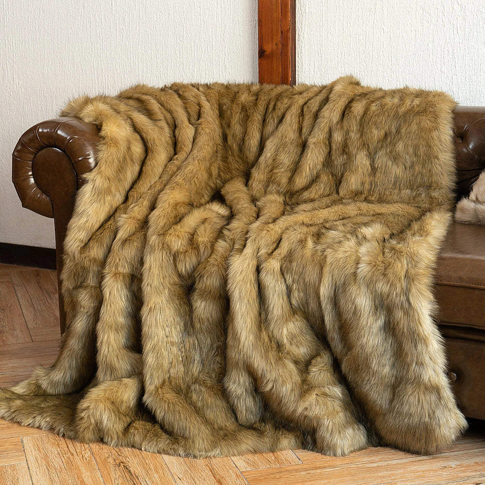 Battilo Faux Fur Throw Blanket Luxury Decorative Sofa Blankets Thick Warm Fur Blanket Soft Fluffy Plaid Throws For Bed King Size