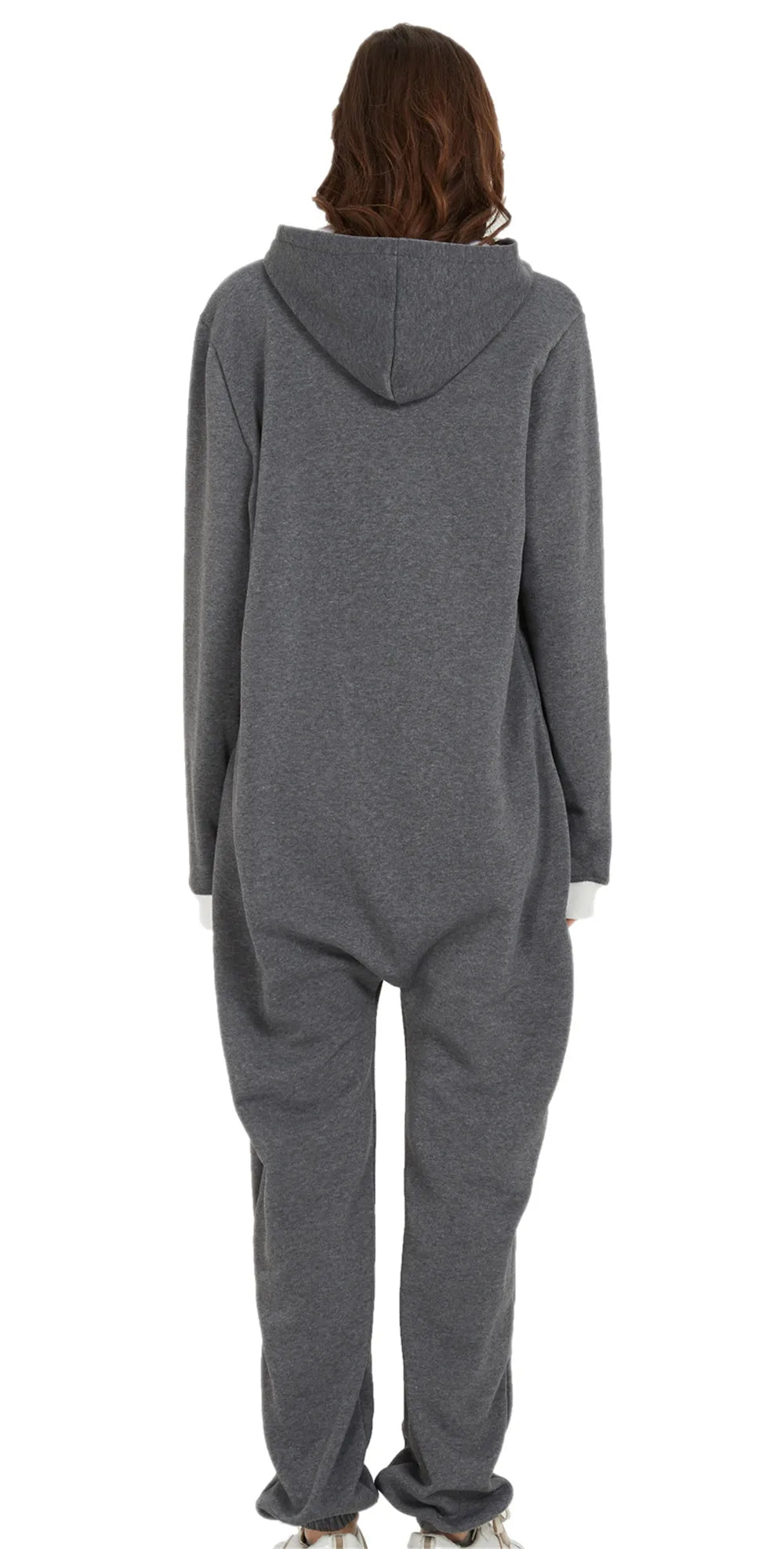 Unisex Sleepwear Jumsuits Hooded Pockets  Zipper Onesies One Piece Solid Pajamas Homewear Long Sleeve Nightwear  Casual Pyjamas