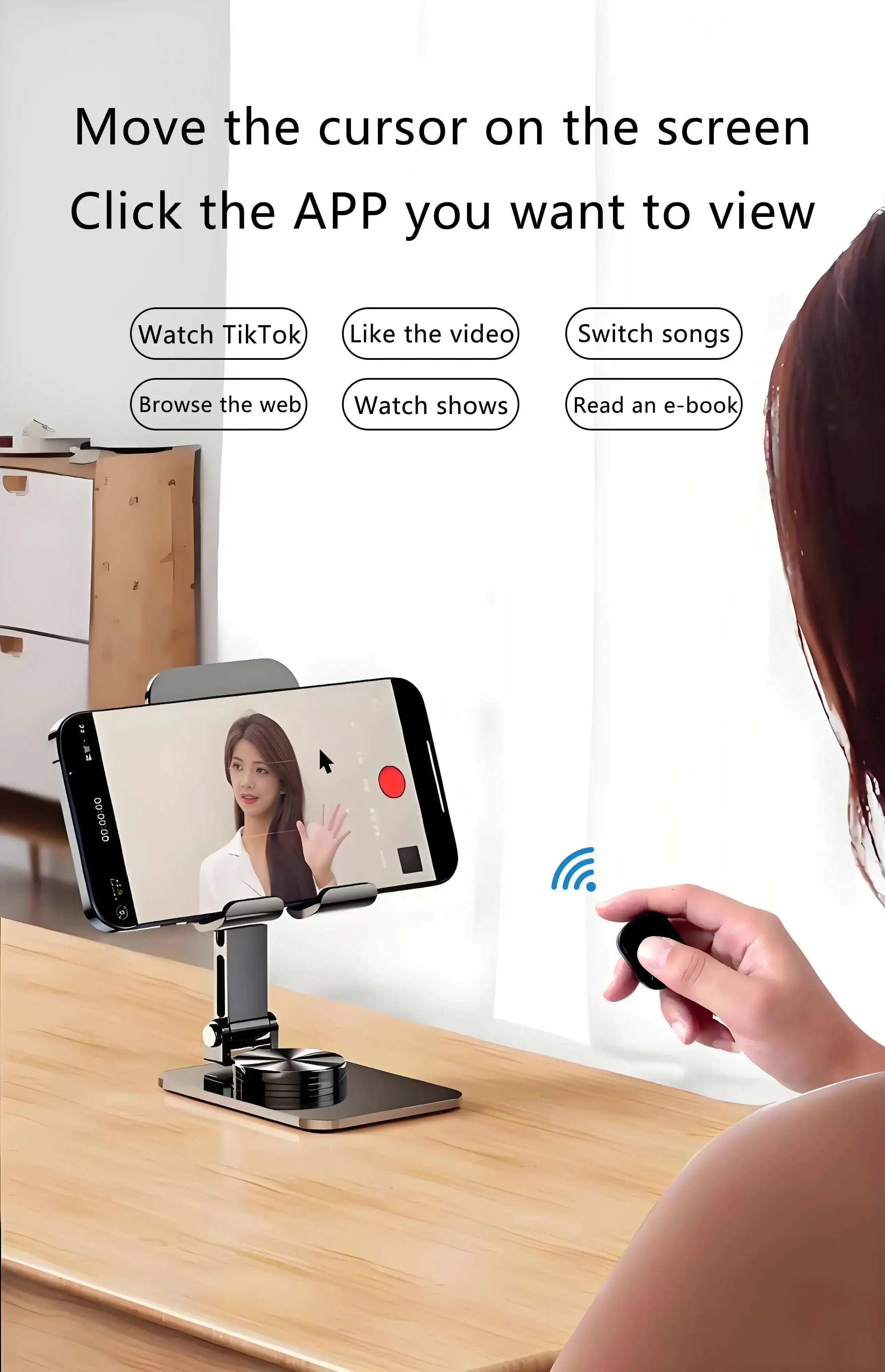 Wireless Bluetooth Ring Mouse With Touch Screen Remote Control Lightweight Tiktok YouTube Mini Air Mice For iOS Android Tablet