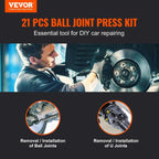 VEVOR 21-Piece Ball Joint Press Kit, Heavy Duty C-Press Tool for Most 2WD/4WD Cars, Automotive Repair