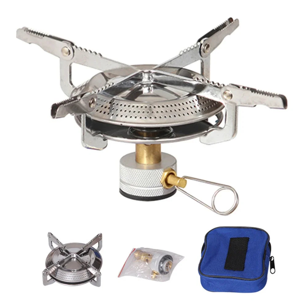 Outdoor Camping Gas Stove Small Camping Stove with Storage Bag Mini Gas Burner Adjustable for Hiking Climbing Fishing