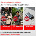 Long-lasting Solar Power Bank, Portable Solar External Battery Pack Built-in Cables, Portable Wireless Charger with Solar Panel