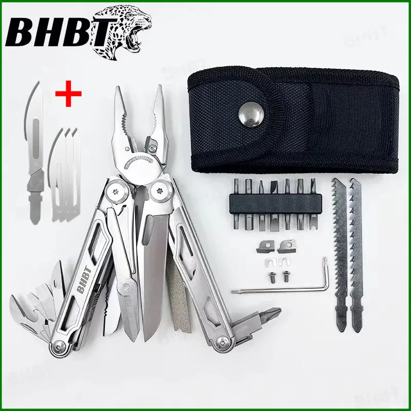 BHBT 37 in 1 Multitool Pliers Folding Multi-functional Tool With Replaceable Saw Blade Portable EDC Outdoor Hand Tools