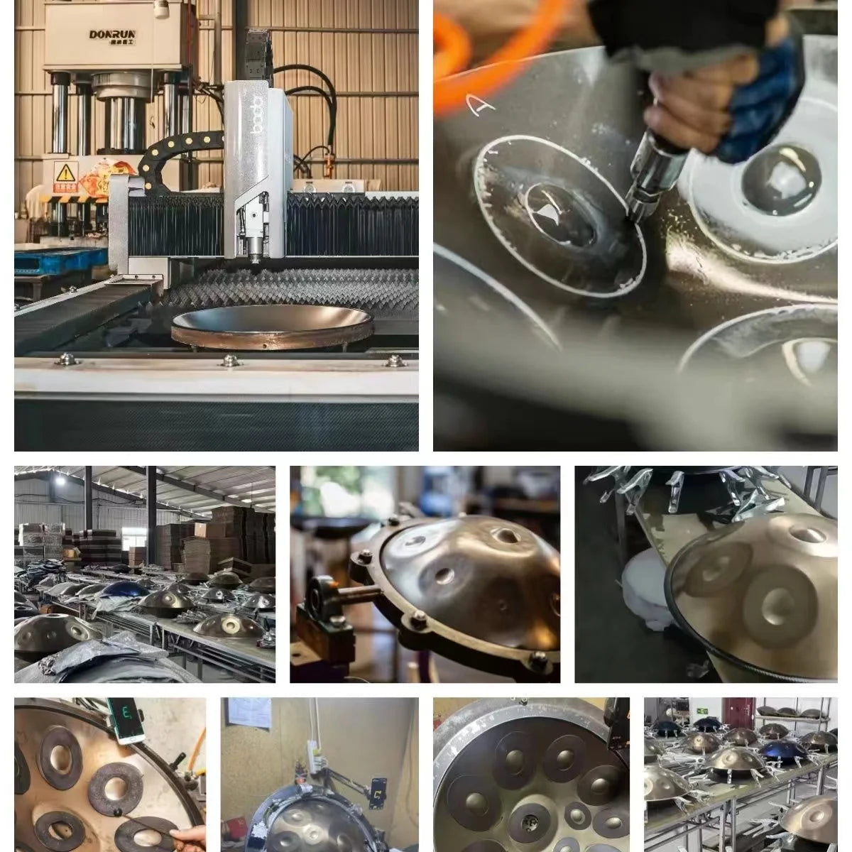 Handpan Drum in D Minor Kurd 9 10 12 Notes 440Hz 22 Inches Steel Hand Drum with Edge Woven Rattan for Professional Performance