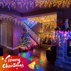 Solar LED Eaves Icicle String Lights 8 Lighting Modes Outdoor Waterproof Christmas Decorations Fairy Lights for Yard Garden