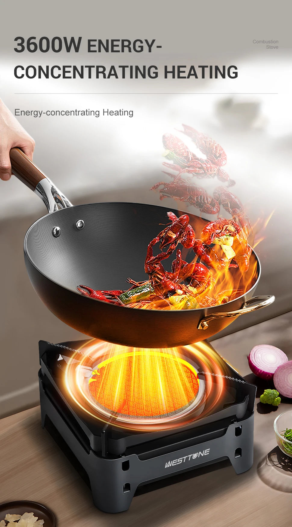 WESTTUNE Outdoor Infrared Combustion Stove Portable Cooking Burner 3600W Gas Stove with Electronic Ignition for Camping Picnic