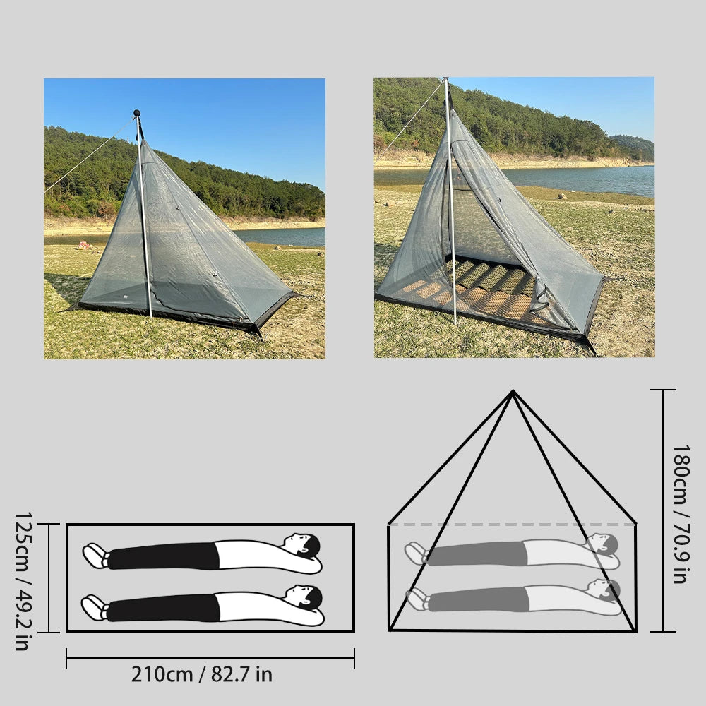 Flame Retardant Firewood Stove Tent 2 Persons Winter Lightweight Pyramid Hot Tent Large Outdoor Camping Waterproof Tipi Tent