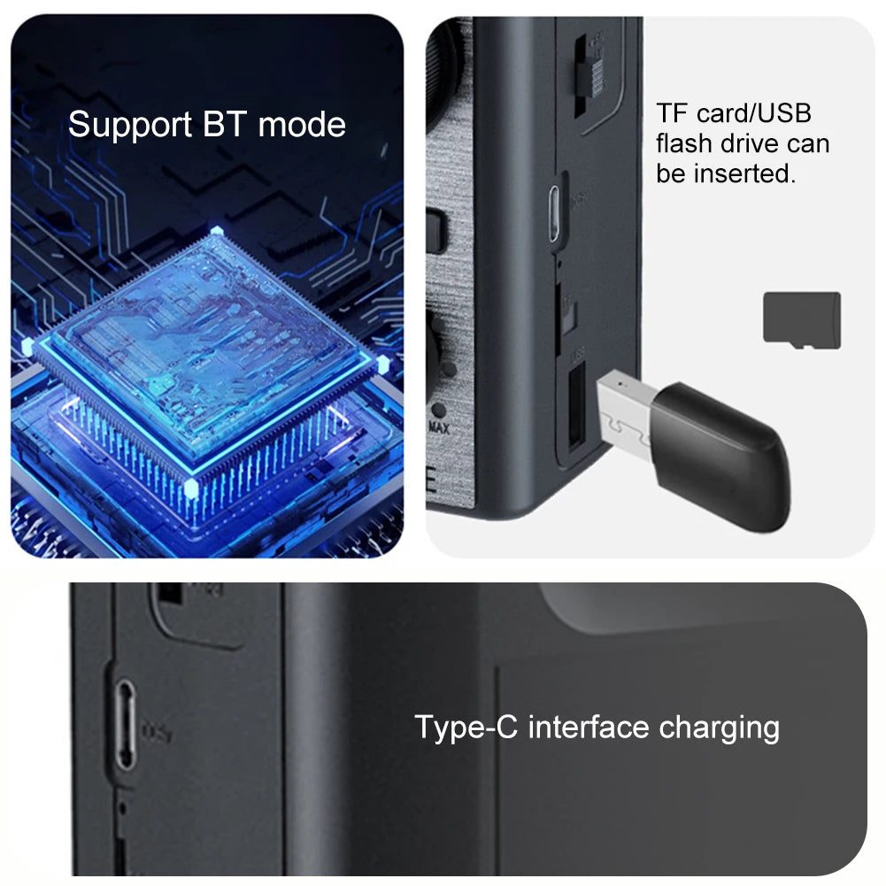 Portable AM FM SW Radio with LED Flashlight & BT Speaker Full Band Radio Emergency Radio for Outdoor Camping and Emergency