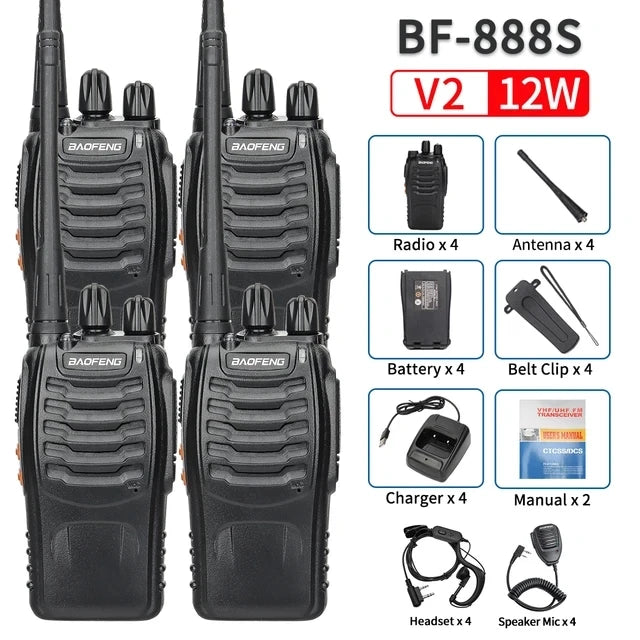 2/4PCS Baofeng Long Range UHF 400-470MHz USB/EU/US Ham Two Way Radio