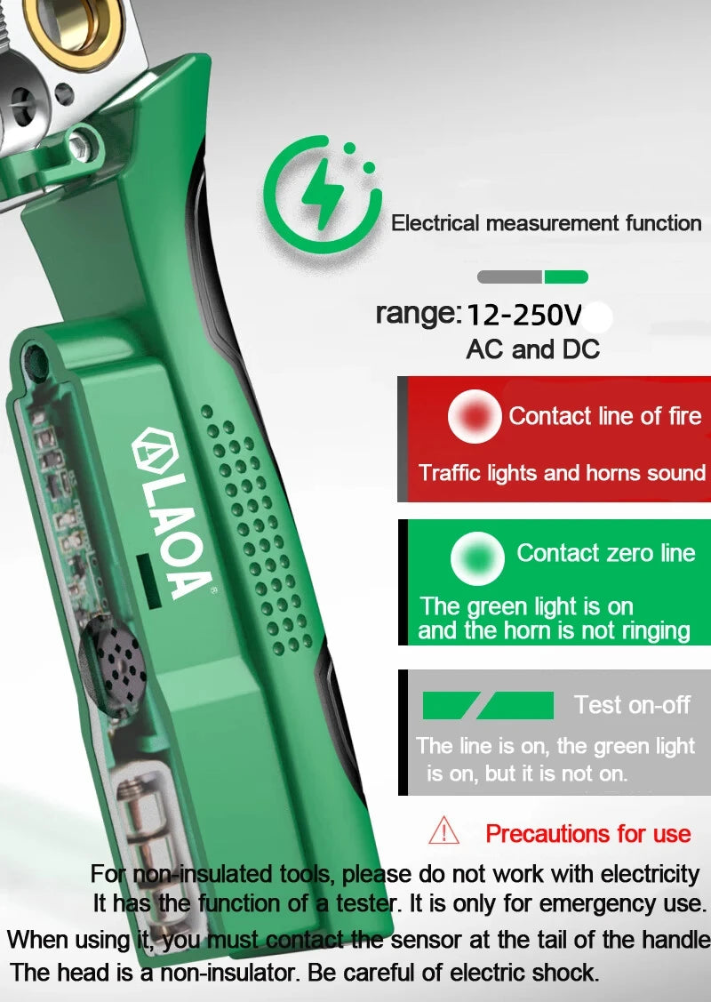 LAOA Electrician's pliers, multi-function wire stripper, 8-in-1 stainless steel needle-nose pliers with electrical measurement