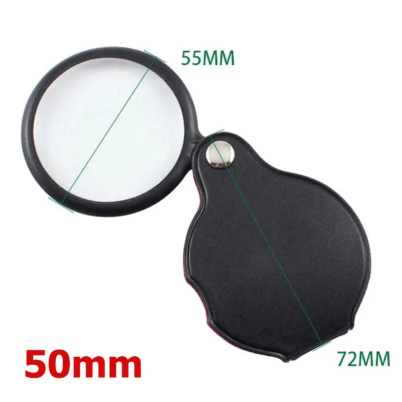 10X Folding Magnifier Portable Handheld Magnifying Glass Lens Mini Pocket Jewelry Reading Loupe Glasses for Elderly 50/60/70mm