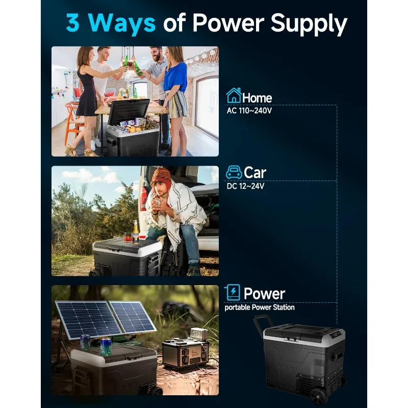 Car Fridge Portable 12 Volt Refrigerator - 53 Quart(50L) Electric Cooler with 12/24V DC&110-240V AC for Truck Van RV Camper SUV