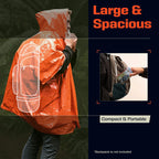 Emergency Rain Poncho with Hood - Water-Resistant & Thermal Mylar Lined, Survival Blankets for Outdoors, Camping Gear