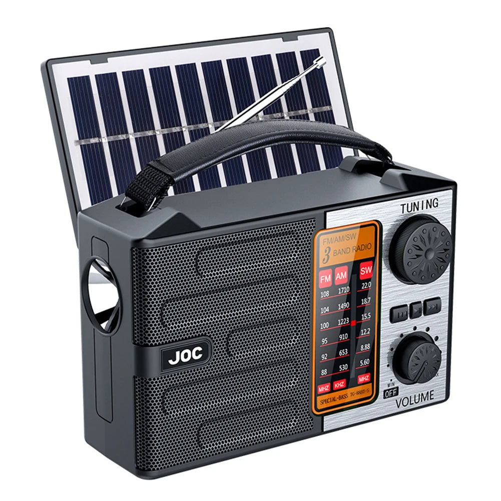 Portable AM FM SW Radio with LED Flashlight & BT Speaker Full Band Radio Emergency Radio for Outdoor Camping and Emergency