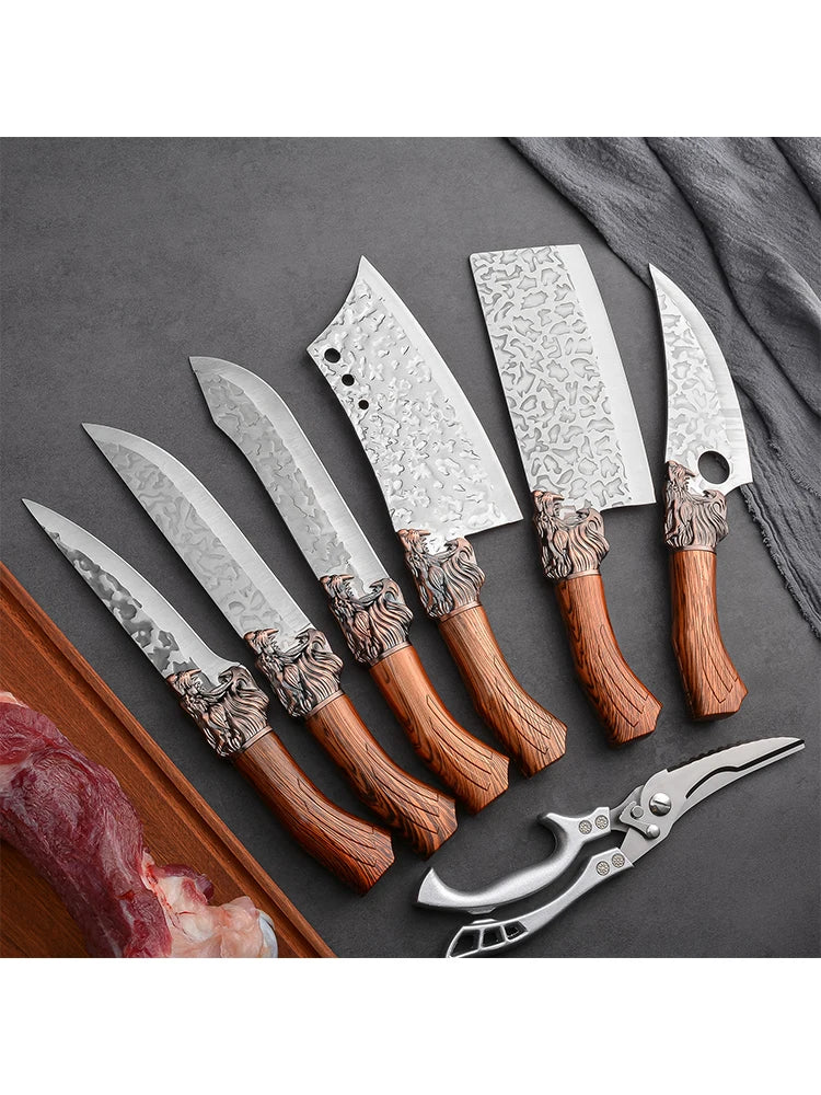 1-7 forged kitchen knife sheath, faucet-shaped handle, suitable for meat and fish