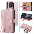 Zipper Wallet Case for Samsung Galaxy S25Ultra S24 Ultra 24FE S25 Plus Leather Case Kickstand Phone Cover Cash Cards Pocket