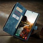 Flip Leather Phone Case For Samsung Galaxy S25 Edge S24 Ultra S23 FE S22 S21 S20 Plus Note 20 A16 A56 Zipper Wallet Card Cover