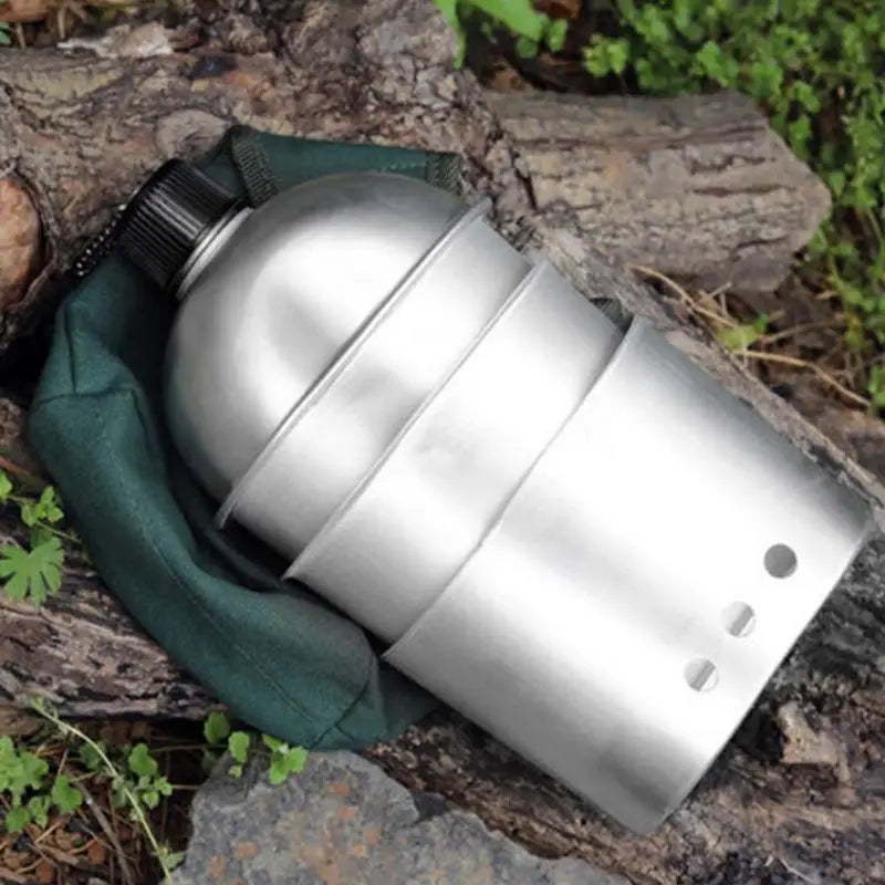 Lightweight Canteen Water Bottle Portable Alcohol Stove Lunch Box Camping Cookware Set Aluminum Canteen Cup Wood Stove Set