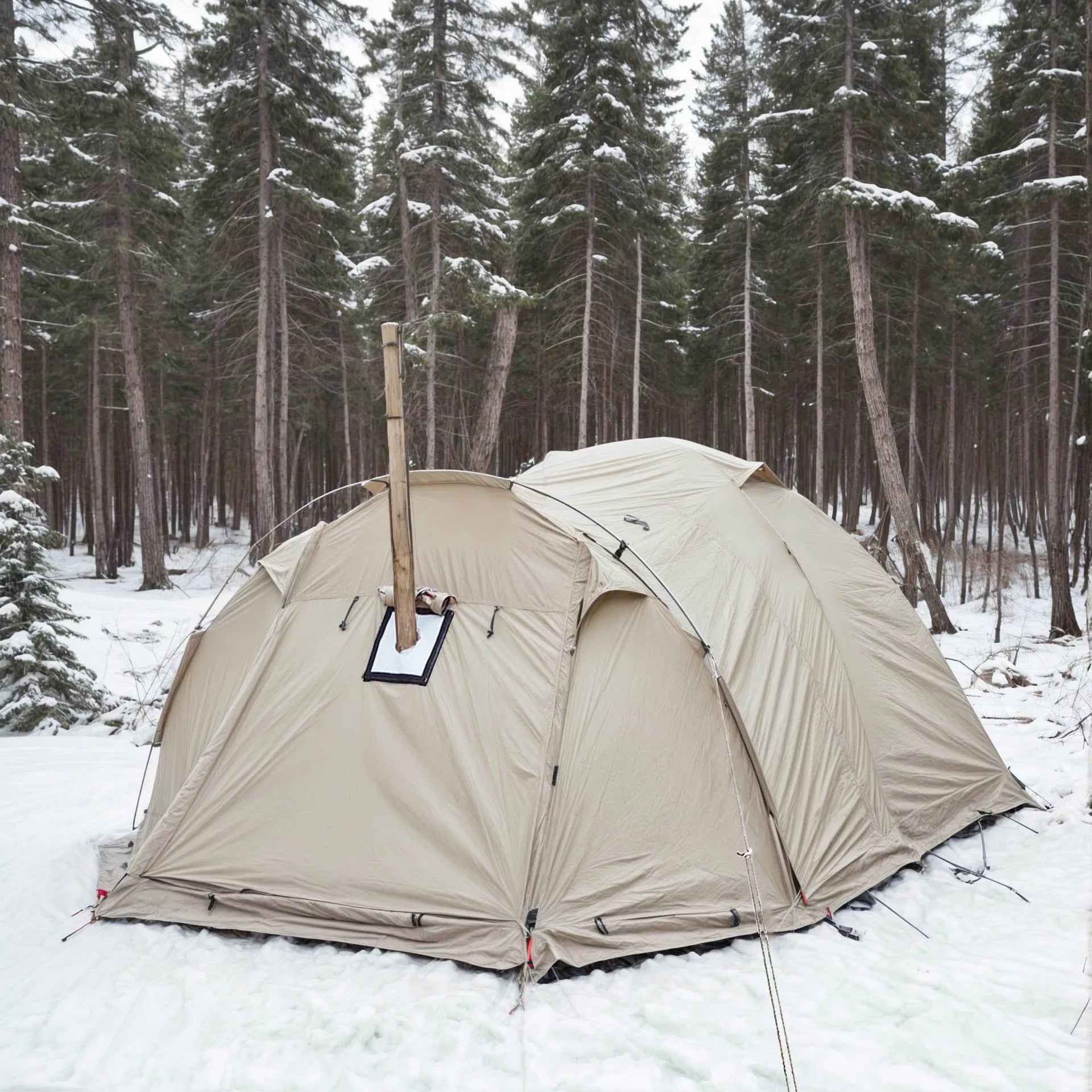 Outdoor Fireproof Hot Tent 2 Person Waterproof Extend Dome Tent Snow Skirt, for Camping Hiking Hunting Winter Tent 4 Season