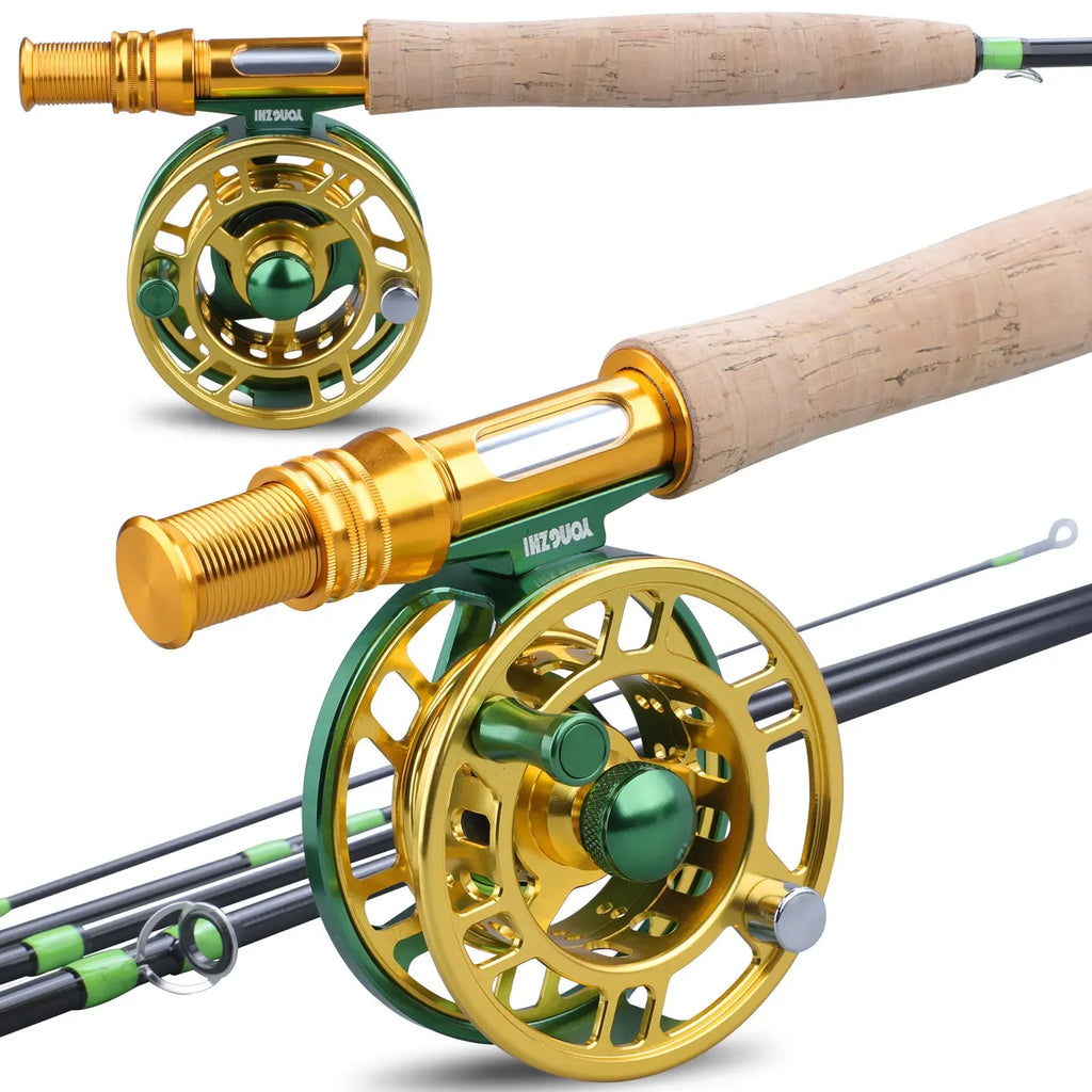 Sougayilang Fly Fishing Rods and Reels 5-sections Carbon Rod 5/6 Reels for Trout Perch Fishing Suitable for Leisure Fishing