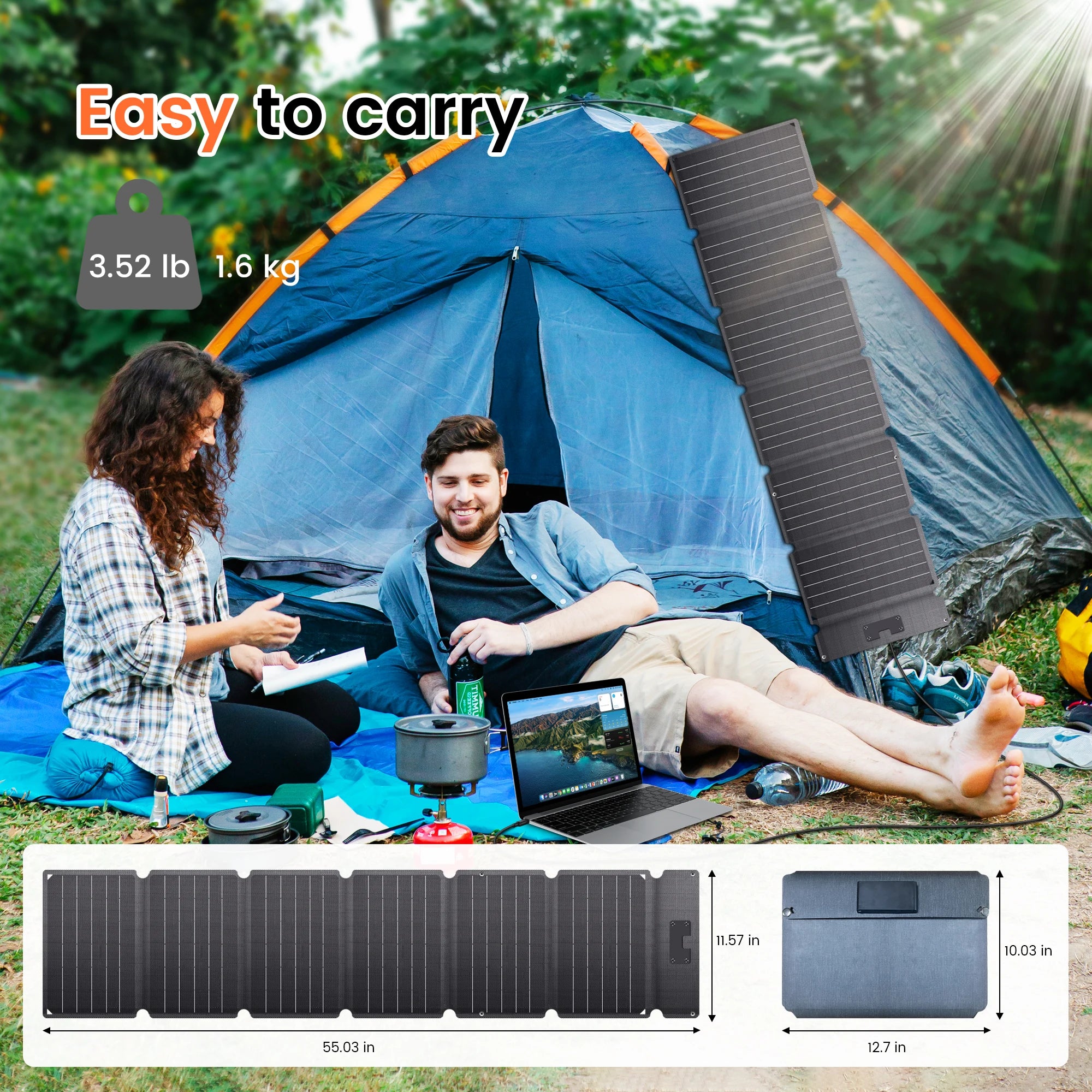 CTOLITY 54W 20.5V Voltage ETFE New Portable Solar Panel Fiexible Power Charging for Outdoor Camping Hiking Travel Powerbank